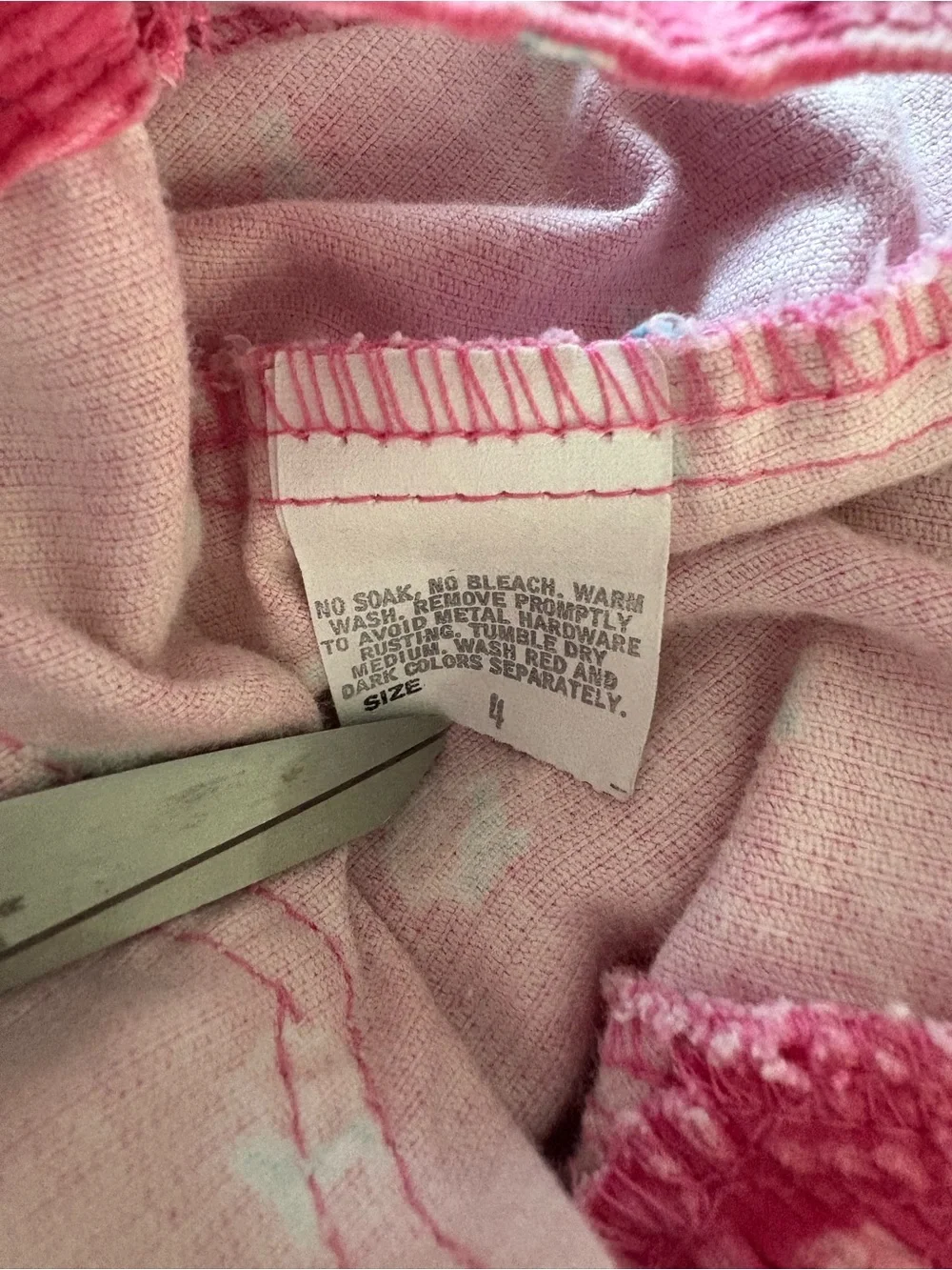 OshKosh B'gosh Vintage Girls Pink Floral Corduroy Overalls Sz 4 Cottage Kidcore